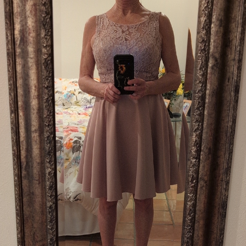 Elegant Lace Sleeveless Dress - Pink